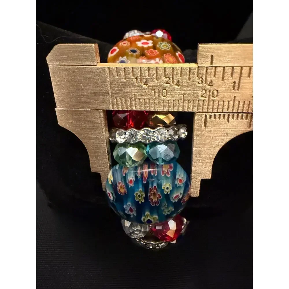 Millefiori glass beads stretch bracelet a traditional floral glasswork technique